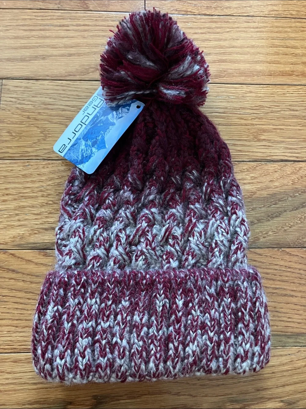 NWT Andorra Gear Set of Red Marled Mittens, Pompom Knit Hat, and Scarf